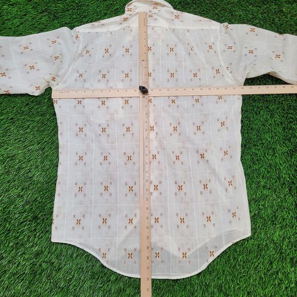Vintage 70s JCPenney Dagger Collar Button Shirt Medium 15.5 33 Made In USA - Picture 10 of 14